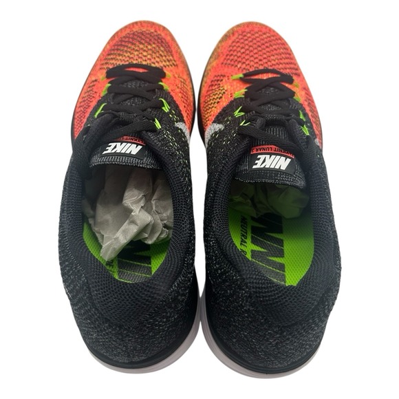 Nike FlyKnit Lunar3 Running Shoes‎ Mens Sz 9.5 Black White Hot Lava 698181-00 main image 4